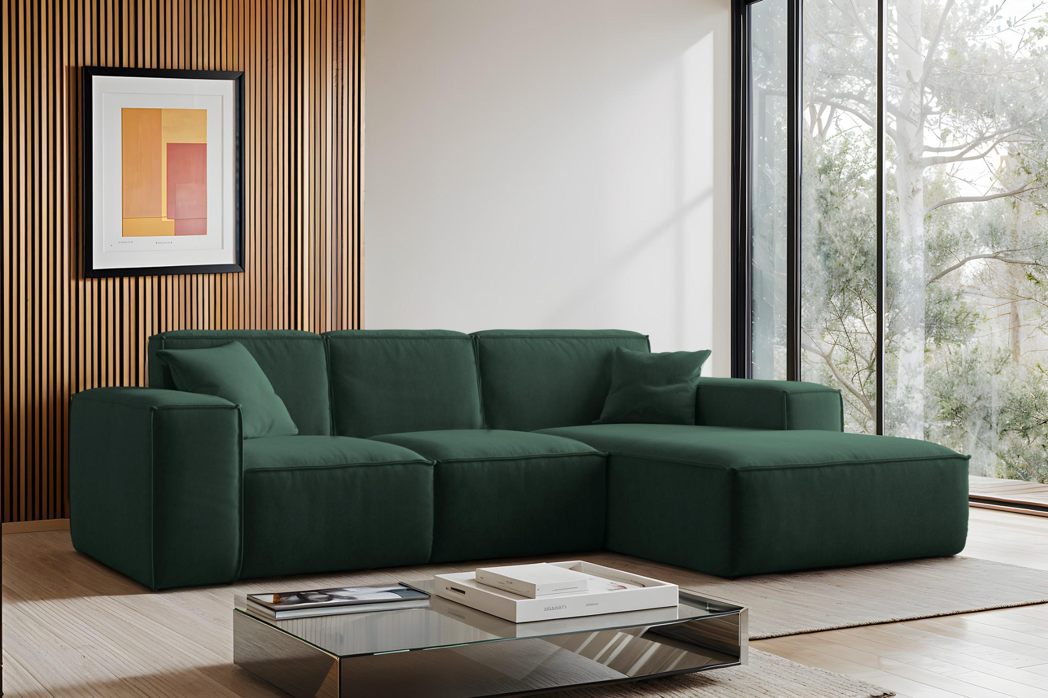 ECKSOFA L-Form Siena Stoff Salvador Grün Rechts - Grün, Holz (266/165cm) - Kaiser Möbel