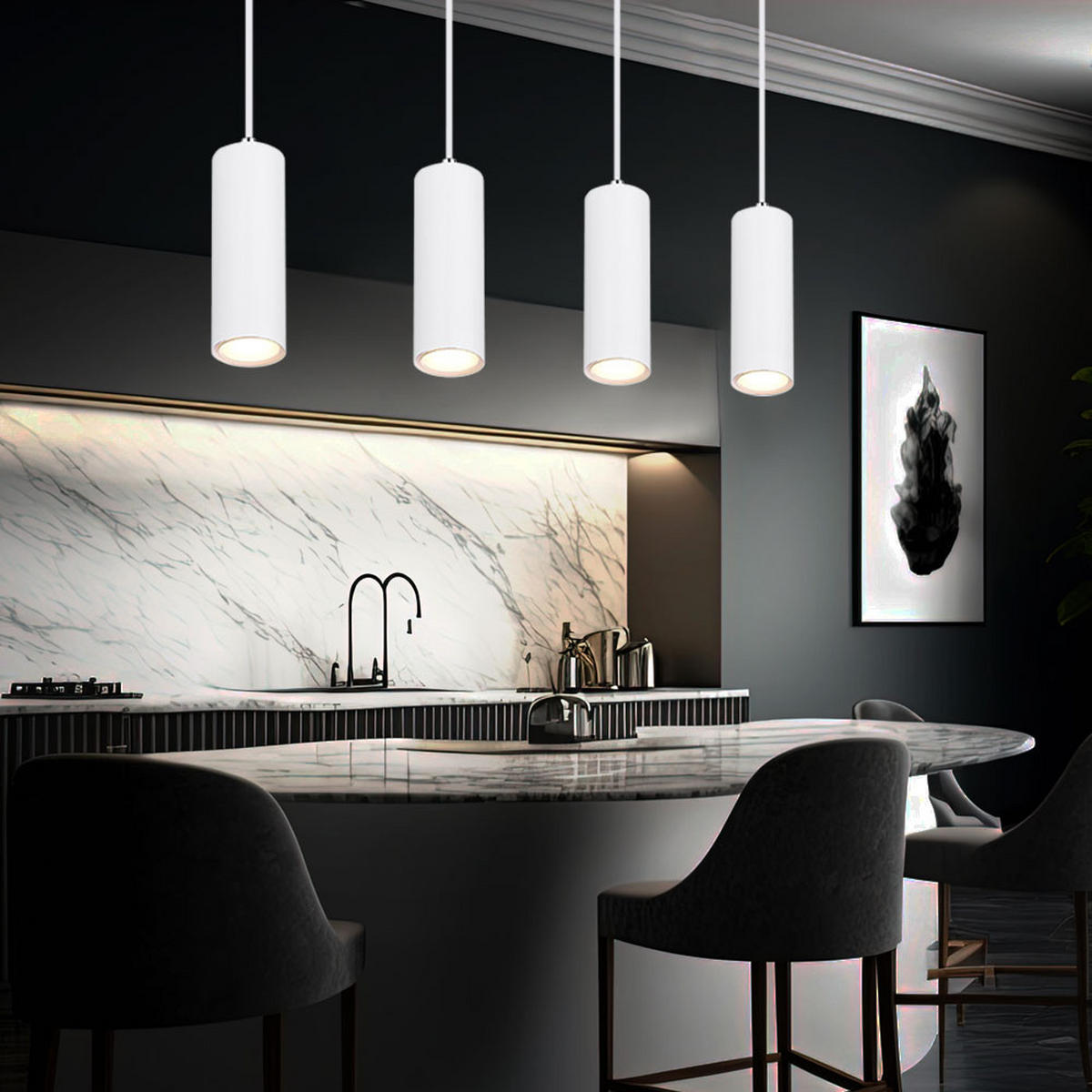 LED HÄNGELEUCHTE Metall Weiß matt - Weiß, Metall (75/9/150cm) - Globo Lighting