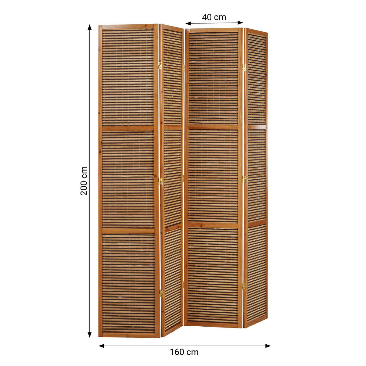 PARAVENT 4-tlg. 160/200 cm Braun Raumteiler - Braun, Holz (160/200/2cm) - Homestyle4u