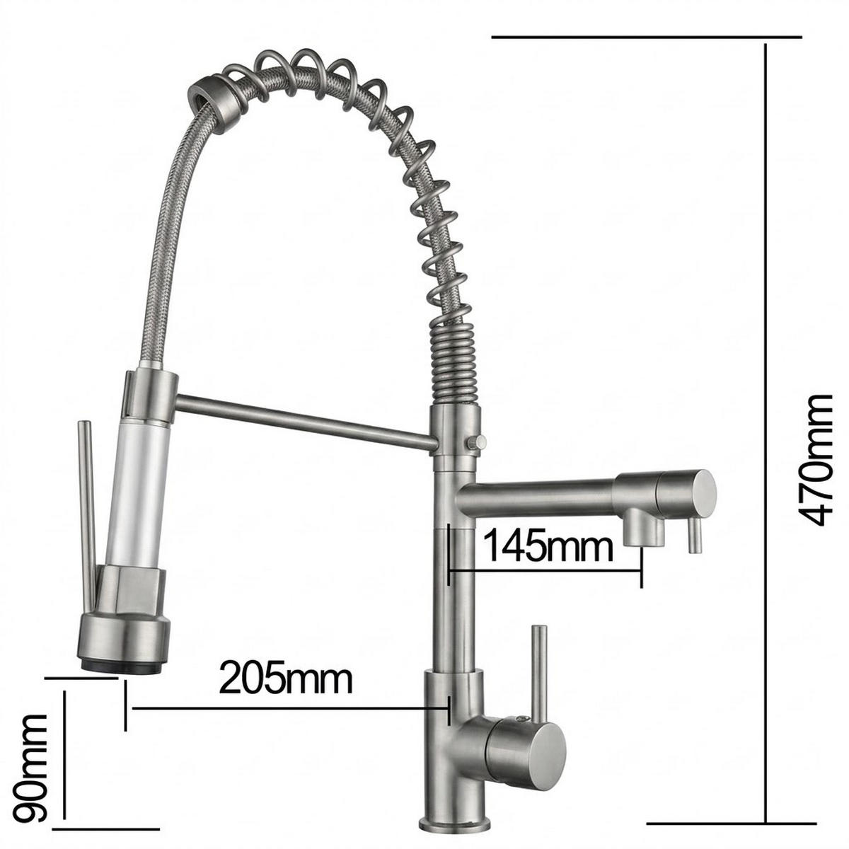 KÜCHENARMATUR, 47 x 21 cm, silber - Silberfarben, Metall (60/7/30cm) - Vallsero