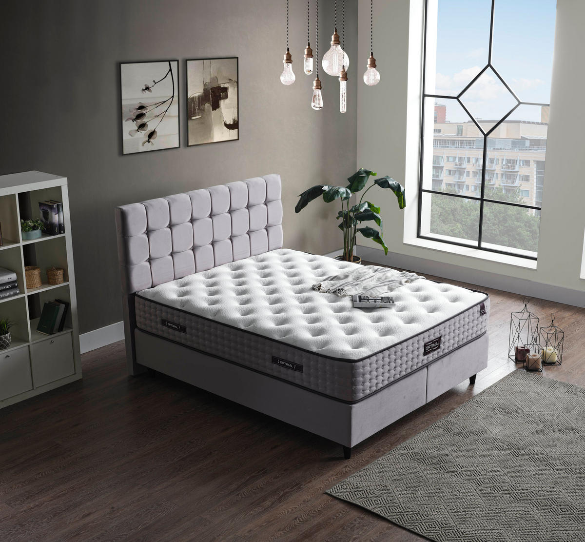 POLSTERBETT-SET Optimal 160x200 Grau - Bett inkl. Matratze - Grau, Metall (160/200cm) - Villa Möbel