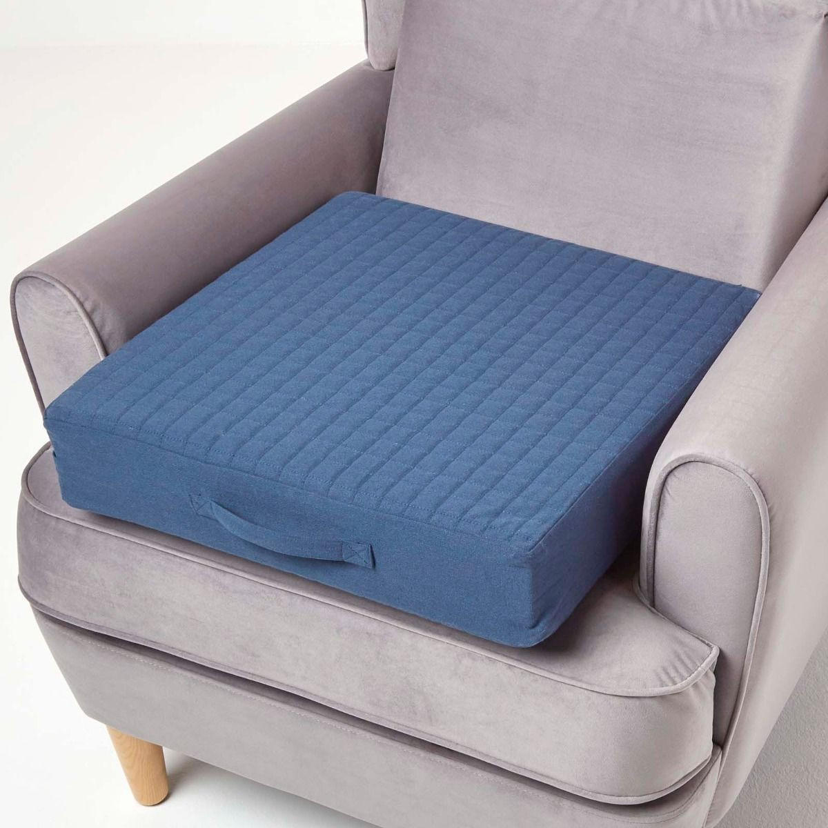 SITZKISSEN orthopädisch 50/50/10 cm – Sesselkissen dunkelblau - Dunkelblau, Textil (50/50/10cm) - Homescapes