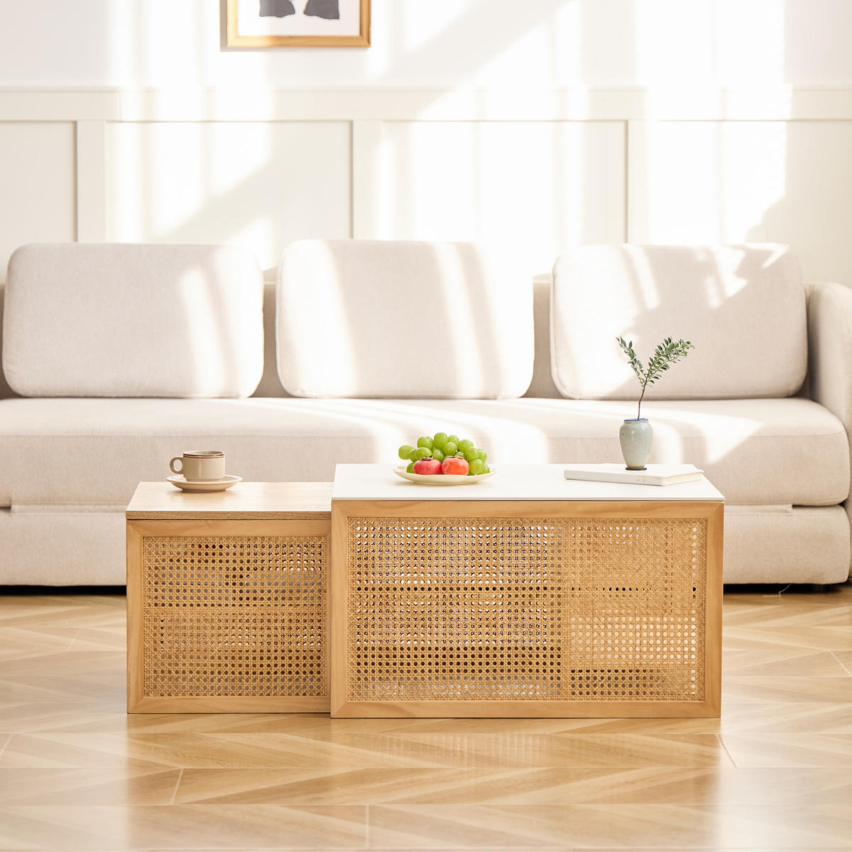 COUCHTISCH (2er Set) Rechteckig Braun 50 x 39 x 36 cm / 70 x 60 x 40 cm - Braun, Holz (60/70/40cm) - Nordlys