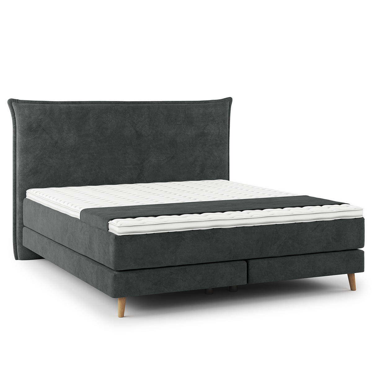BOXSPRINGBETT - Klassisch - Dunkelblau, Holz (180/200cm) - home24