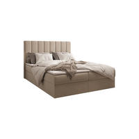 BOXBETT 01 140 x 200 cm - Manila – Stilvoll und bequem Mit Bettkasten, PU-Topper, Federmechanismus, waschbarer Bezug - Beige, Holz (140/200cm) - ROYAL24_MARKT