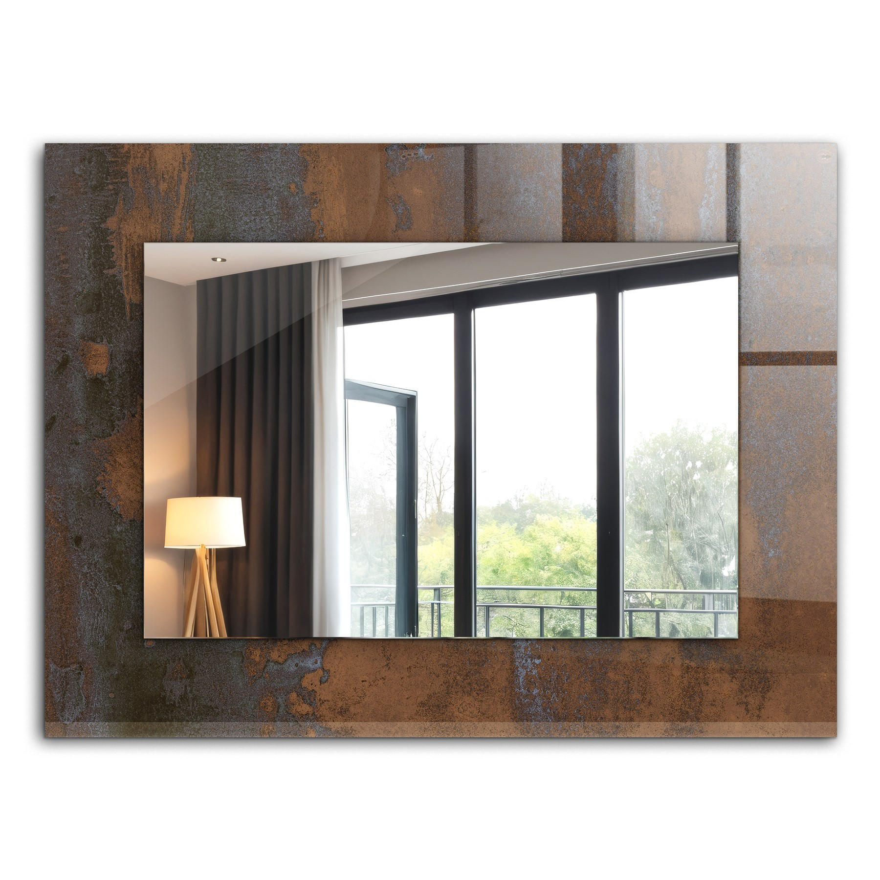 SPIEGEL 80 x 60 cm Rechteckig mit Aufdruck - Rostfarben, Glas (80/60/0.4cm) - TULUP