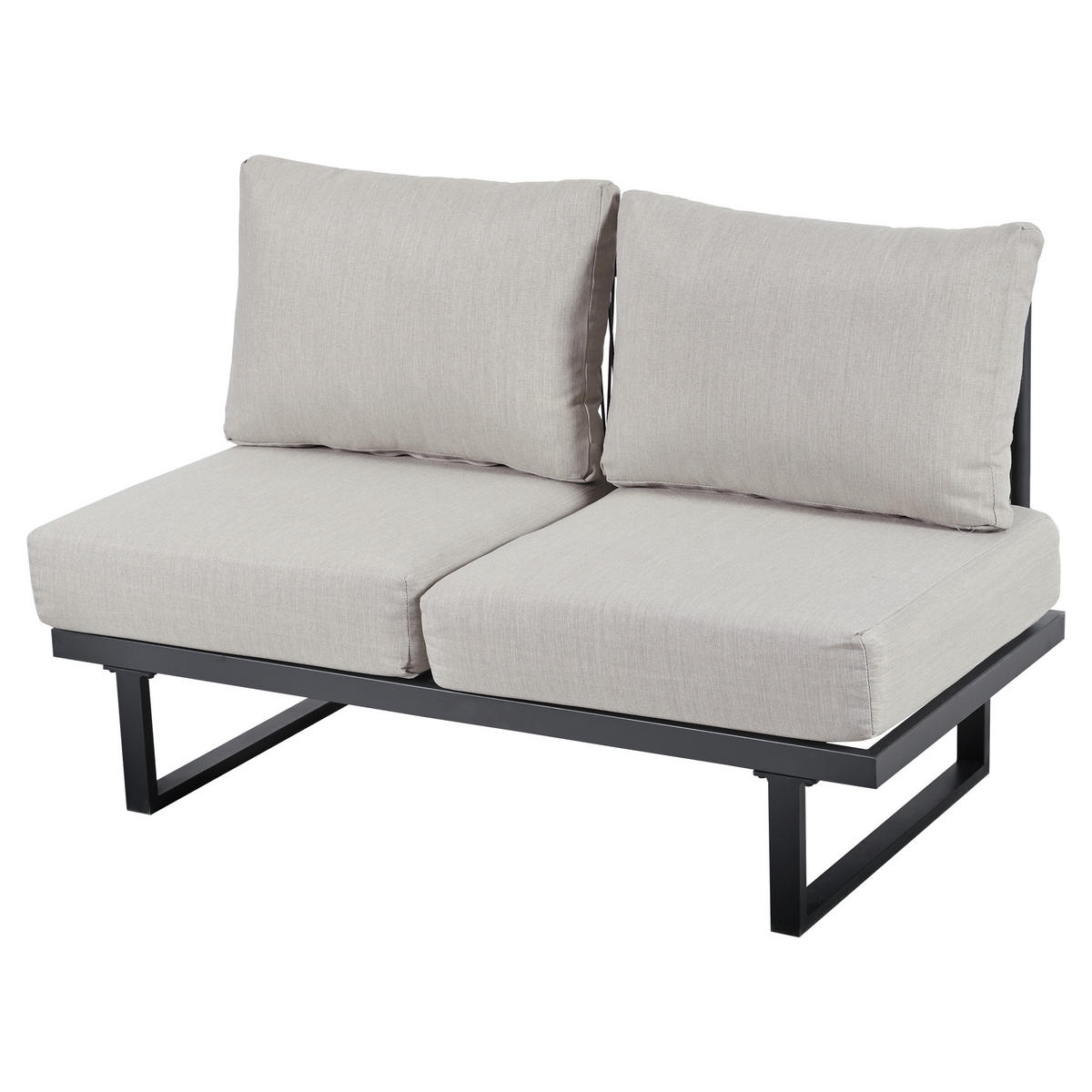 GARTENSET 180x180x68cm grau aus Stahl und Seil mit 14cm Polster - Grau, Textil - Modfu