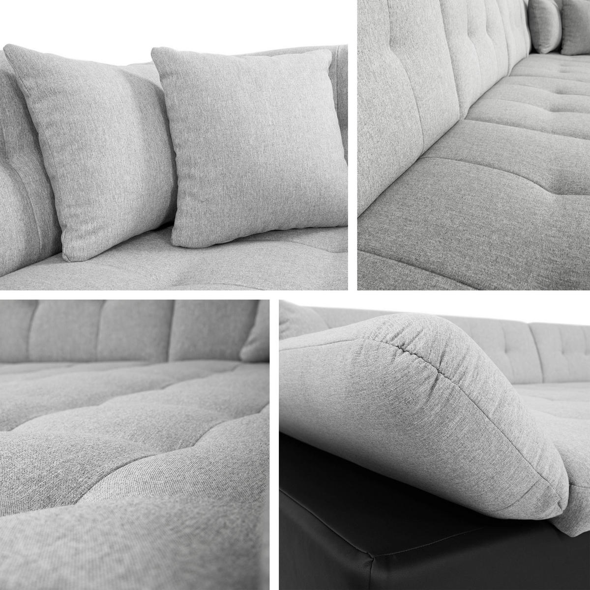 ECKSOFA Bergen, Seite: Rechts - Silberfarben/Sahara, Holz/Textil (345/76/205cm) - MIRJAN24
