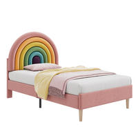 POLSTERBETT 90/200 cm aus Samt mit höhenverstellbarem Kopfteil und Lattenrost Rosa - Rosa, Textil (90/200cm) - Modenvie