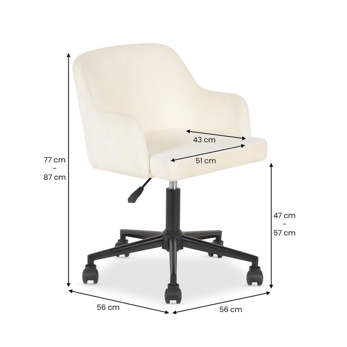 HOME-OFFICE DREHSTUHL OLIVER - Creme, Textil (52/87/56cm) - IDIMEX