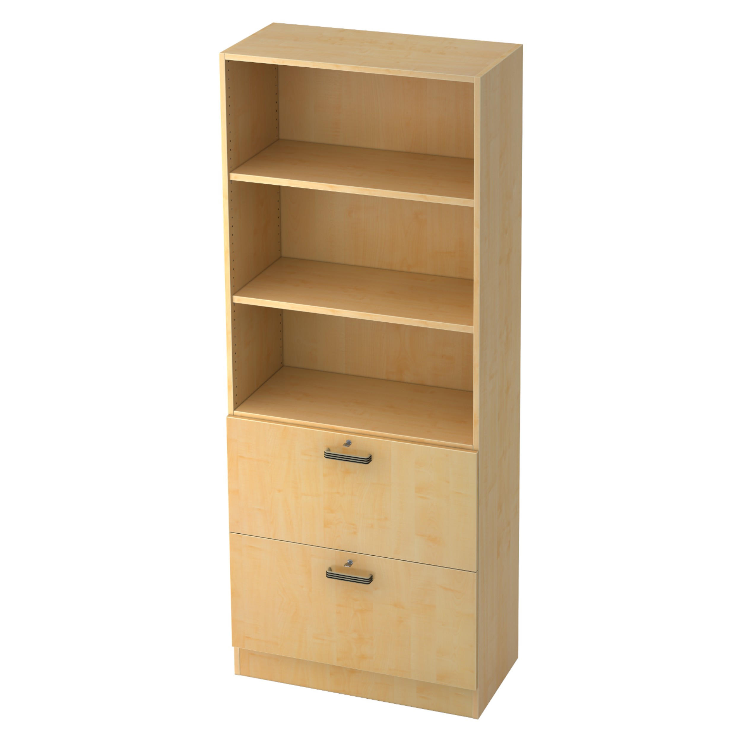 HÄNGEREGISTER Kombi - 2 Schübe 42/80/200,4 cm in Ahornfarben Streifengriff (Kunststoff) - Ahornfarben, Holzwerkstoff (80/200.4/42cm) - bümö