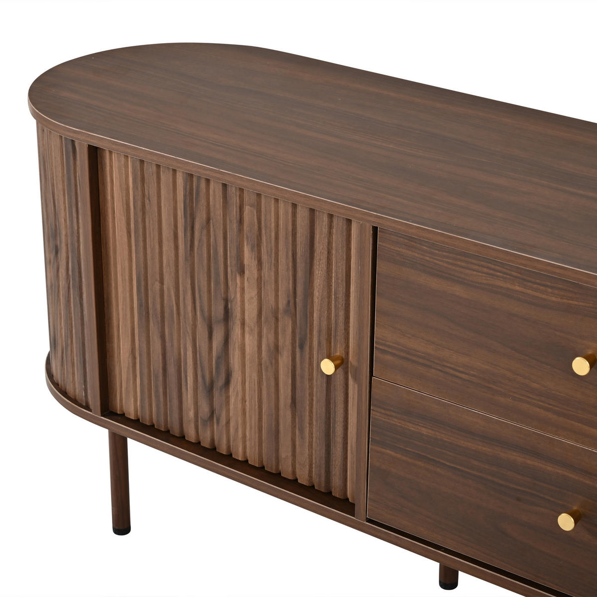 TV-ELEMENTLOWBOARD 180x40x58cm Holzoptik-Nussbaum mit Schiebetüren und Schubladen - Walnussfarben, Holz (46.51/18.01/75.79cm) - Raelunyi