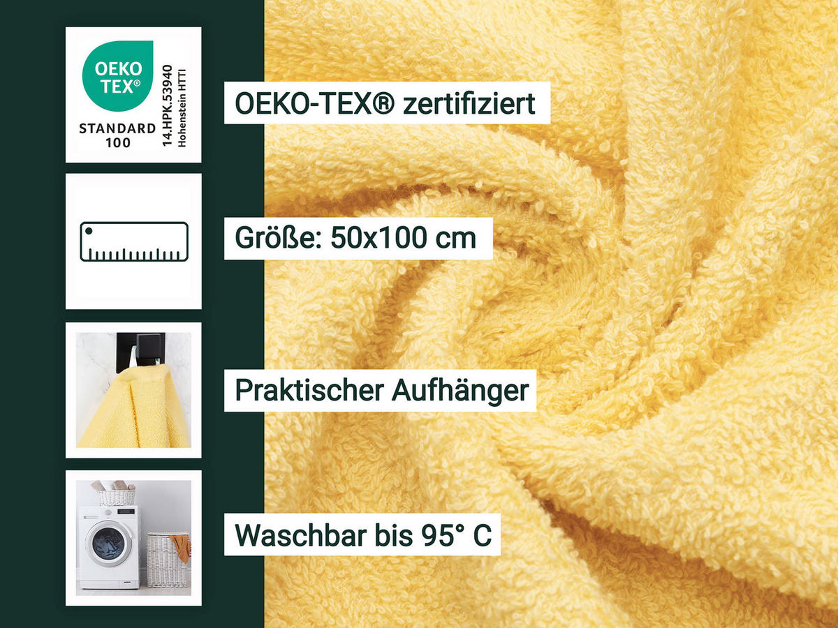 HANDTÜCHER, 10er-Set, 50x100 cm, 80% Baumwolle, 20% Polyester, Gelb - Gelb, Naturmaterialien (50/100cm) - Zollner