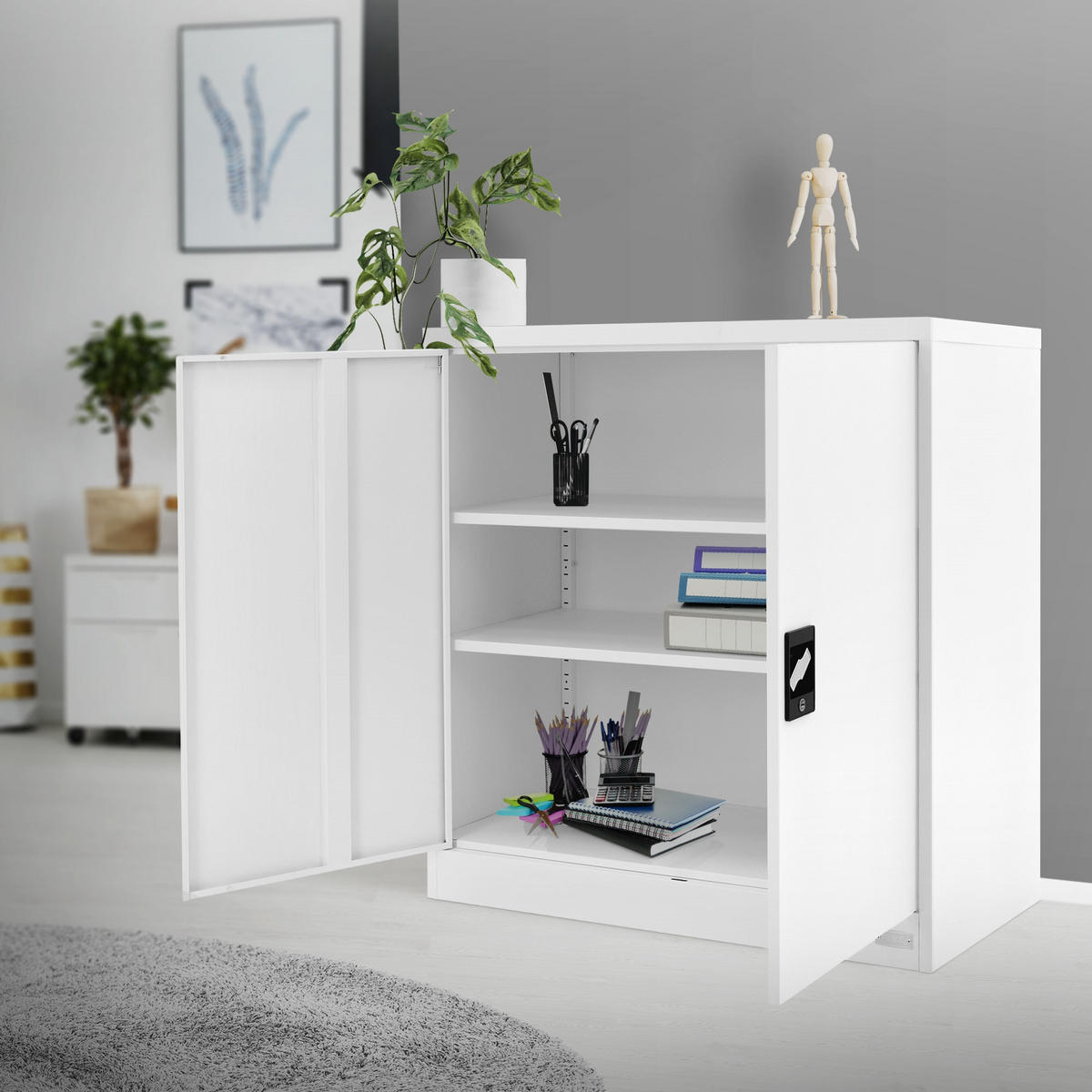 AKTENSCHRANK - Weiß, Metall (40/90/90cm) - ML-DESIGN
