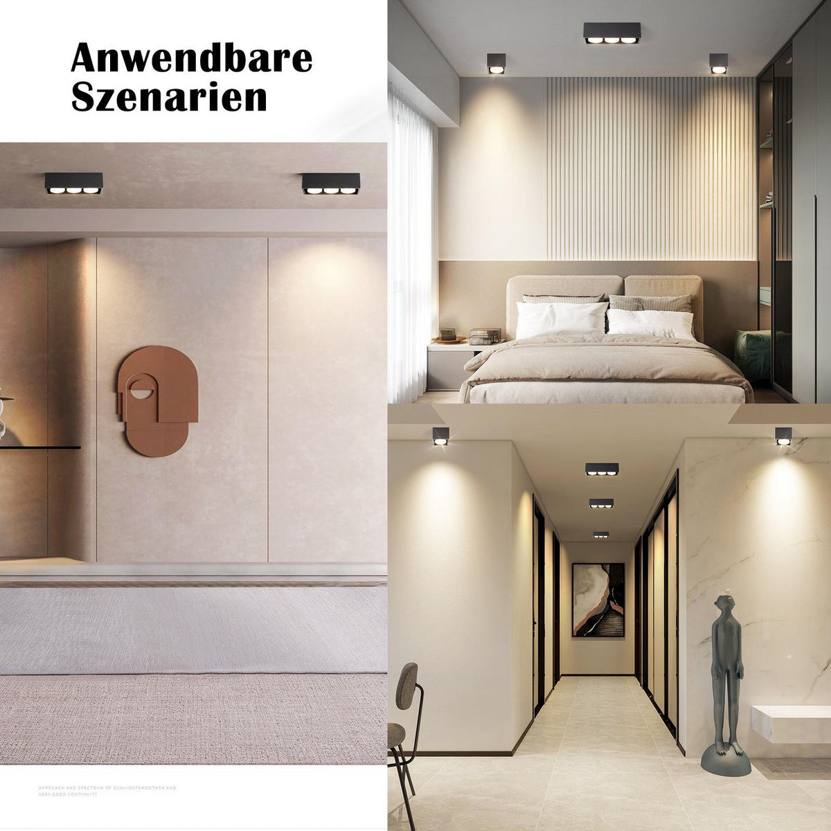 LED-DECKENLEUCHTE Harmonie 3-flammig 30/10/8 cm - Schwarz, Metall (30/10/8cm) - Nettlife