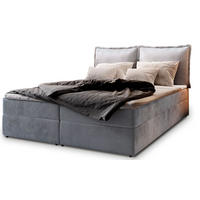 POSTEL BOXSPRING LENTE 160x200 cm, s matrací a úložným prostorem, světle šedá - světle šedá, kompozitní dřevo/textil (160/200cm) - MASSENO