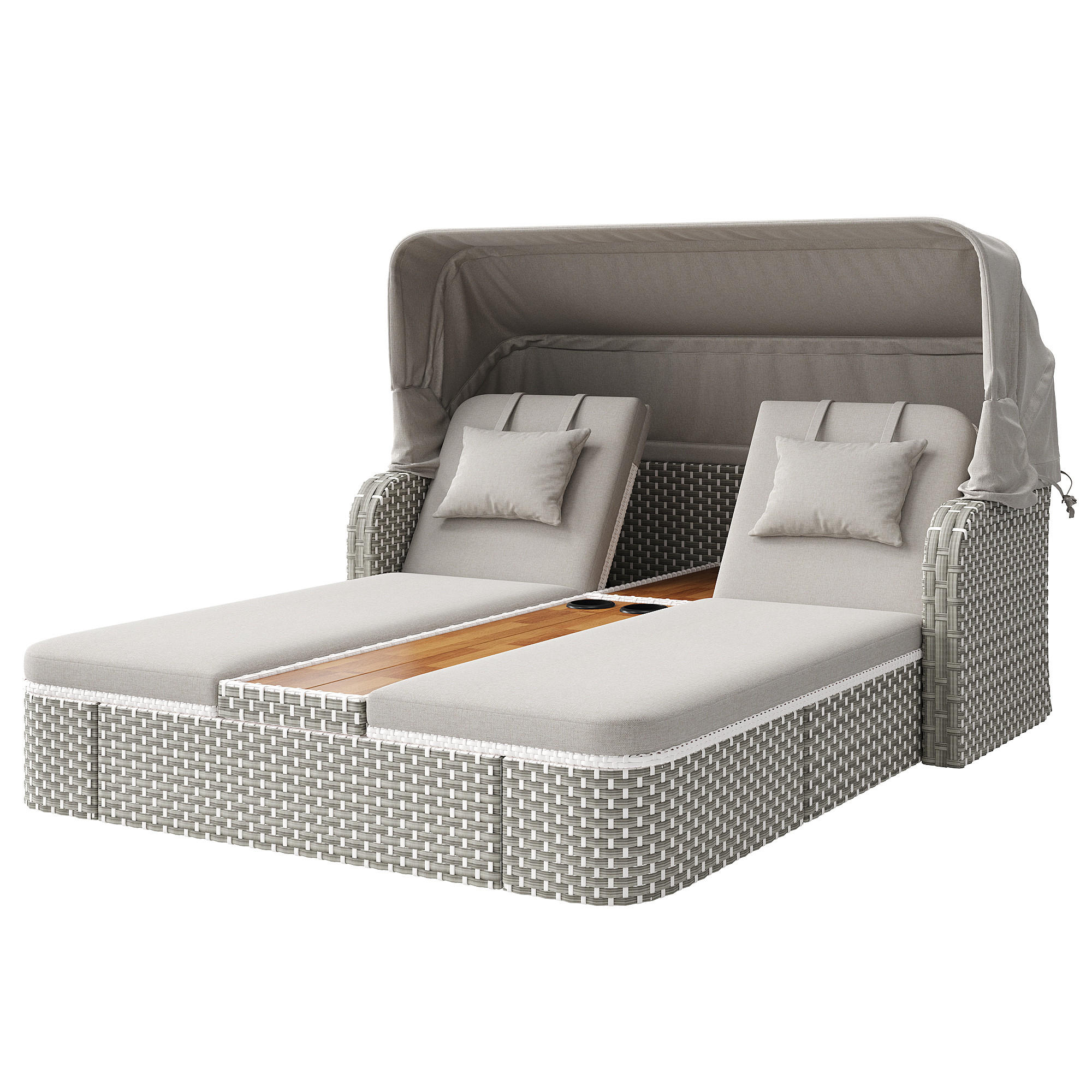 LOUNGESET Beige/Grau Mit Sonnenschutz & Pavillon - Grau, Textil (160/137/192cm) - FLIEKS