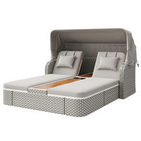 LOUNGESET Beige/Grau Mit Sonnenschutz & Pavillon - Grau, Textil (160/137/192cm) - FLIEKS