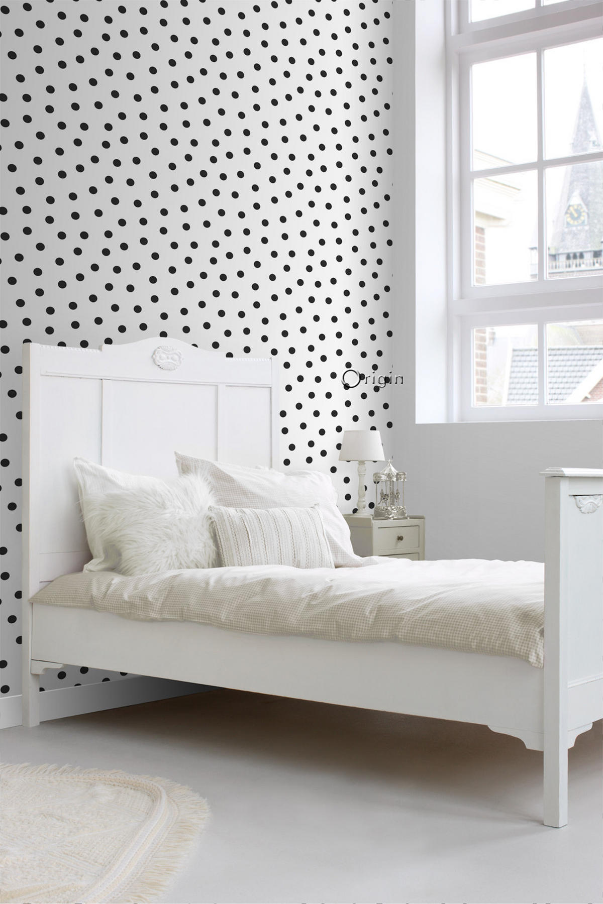 TAPETE Punkte 53 cm x 10.05 m - Weiß, Papier (53/0.1cm) - Origin Wallcoverings