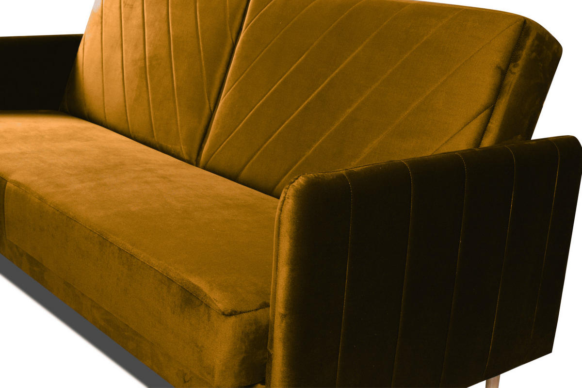 SCHLAFSOFA Vesto Honiggelb Velours - Bettkasten - 207x93 cm - Currygelb, Holz/Holzwerkstoff (207/93/93cm) - Ravio