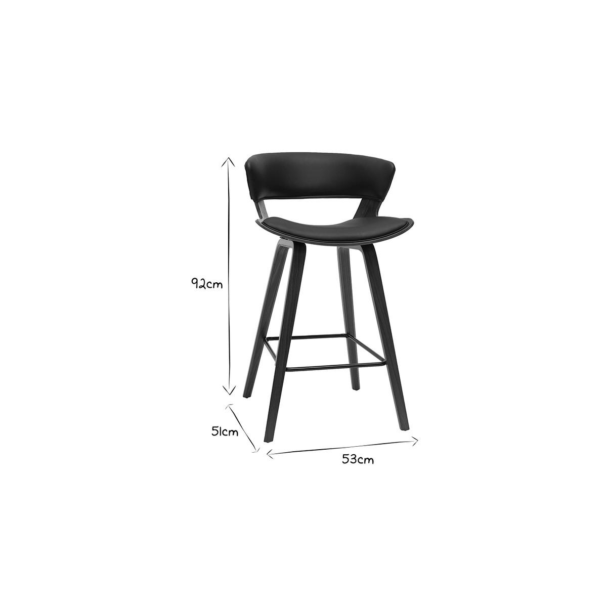 BARHOCKER Schwarz Dunkles Holz H65 cm SYRAH - Walnussfarben, Holz (51/92/53cm) - Miliboo