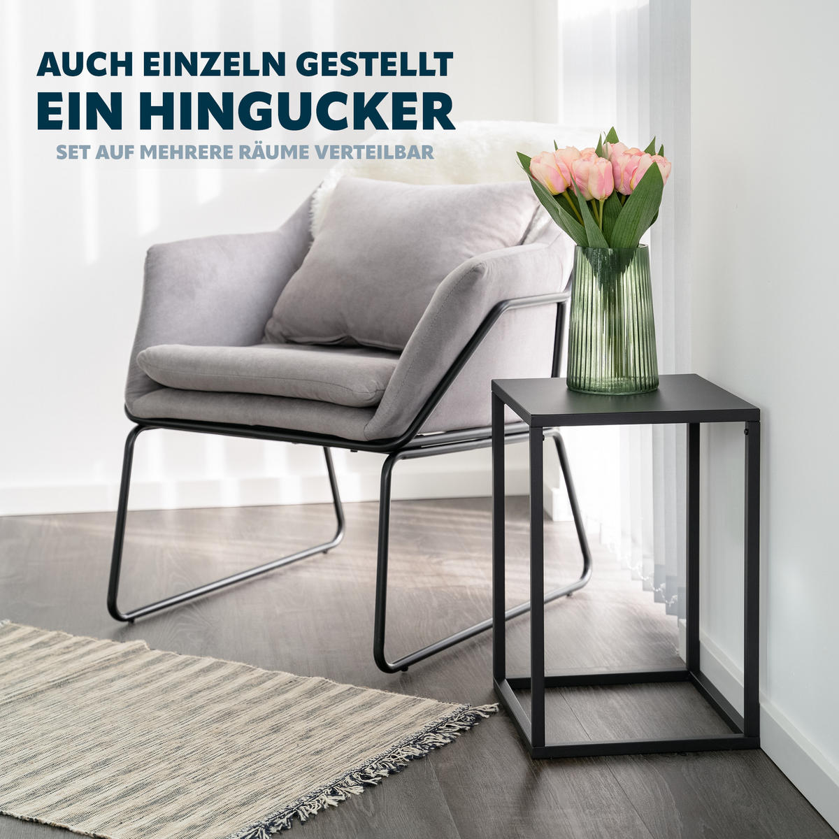 BLUMENHOCKER 4er Set, schwarz, Metall - Schwarz, Metall (30/30/45cm) - bremermann