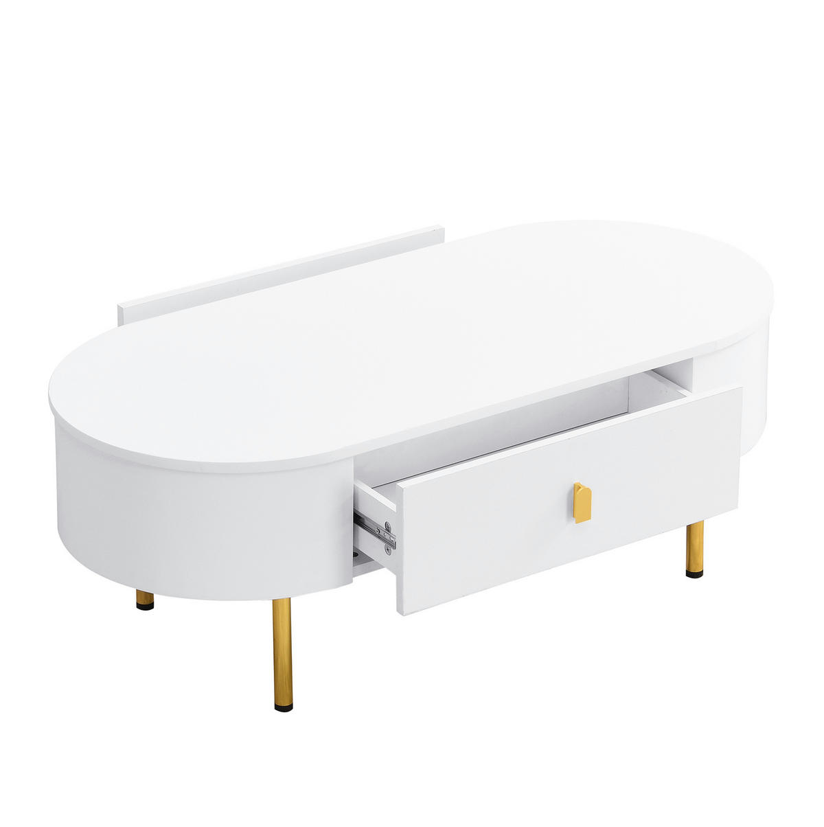 LOWBOARD-SET in Weiß: TV-Schrank 174/35/41 cm & Couchtisch 108/50/40 cm mit Schubladen - Weiß, Holzwerkstoff (174/41/35cm) - Flora Grace