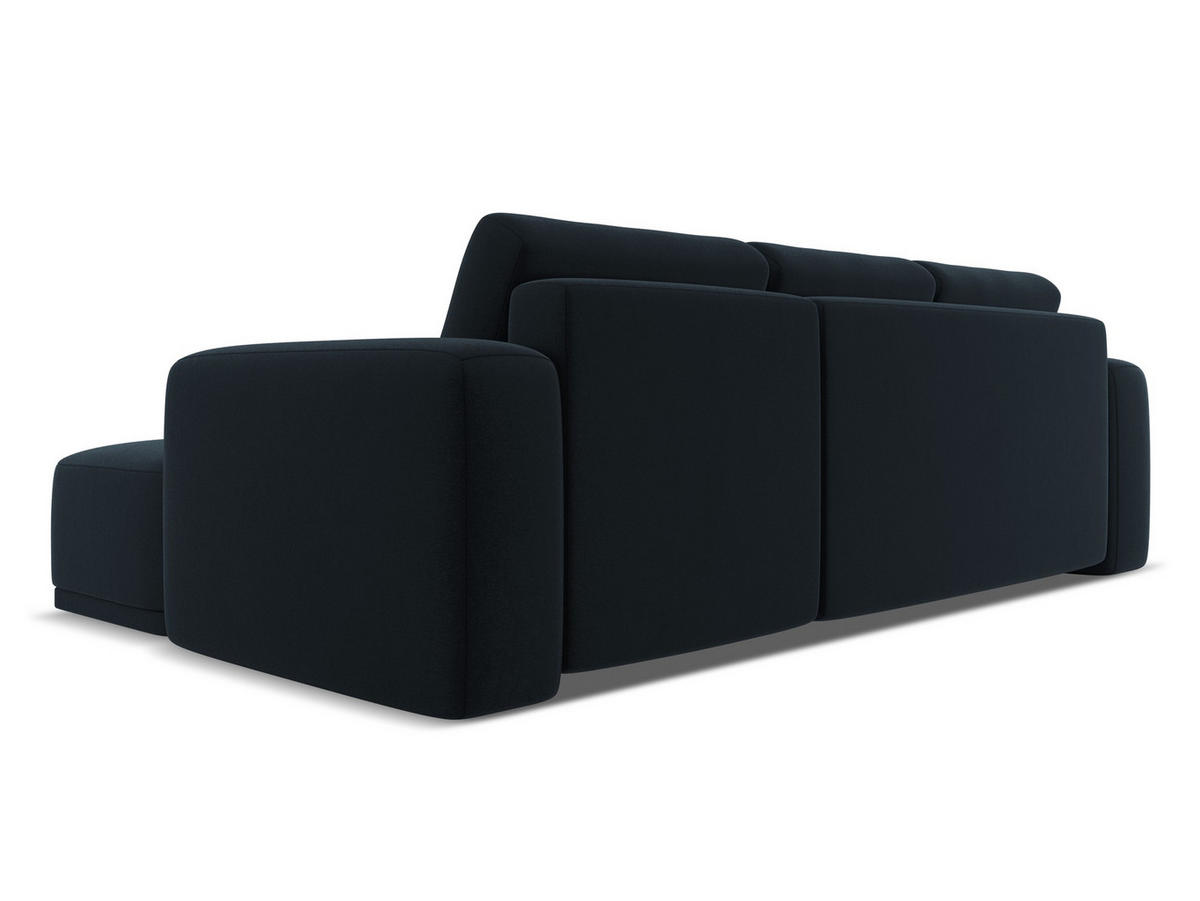 ECKSOFA mit Schlaffunktion Samt Stoff Blau - Blau/Schwarz, Kunststoff/Textil (258/160cm) - Makamii