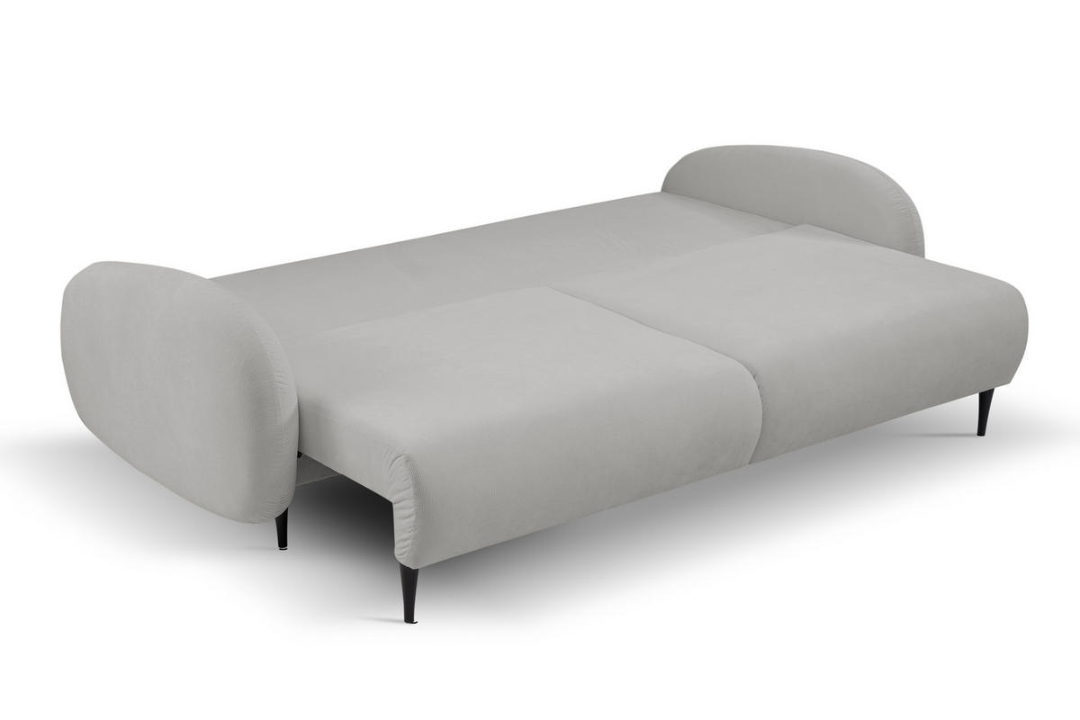 SOFA SOFT RunAgin Mit Schlaffunktion Und Bettkasten, PUR-Schaum, Schwarze Kunststofffüße, lose Rückenkissen, freistehend, 232x109x95 cm Light Grey - Hellgrau, Holz/Textil (232/95/109cm) - DomoHome