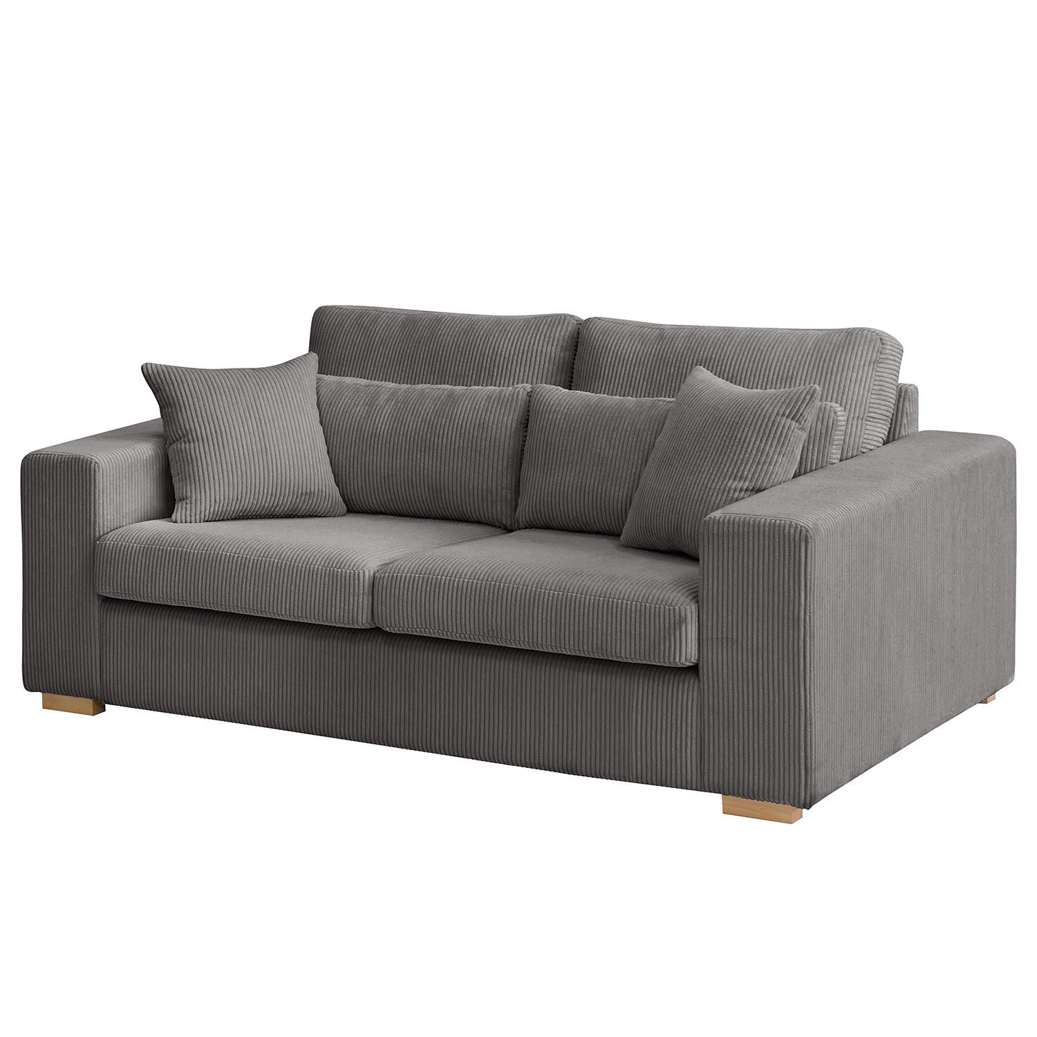 2,5-SITZER SOFA - Buchefarben/Grau, Holz/Buchenholz (194/85/104cm) - home24