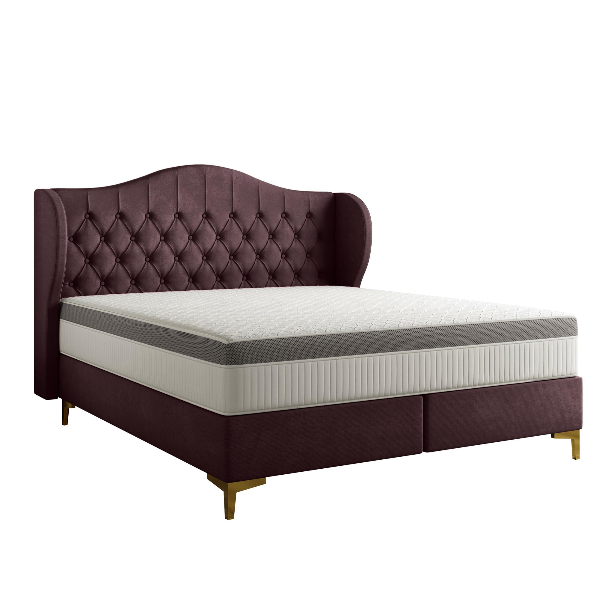 POLSTERBETT Pelagio In Whisper - Bordeaux, Holzwerkstoff/Textil (180/200cm) - Fun Möbel