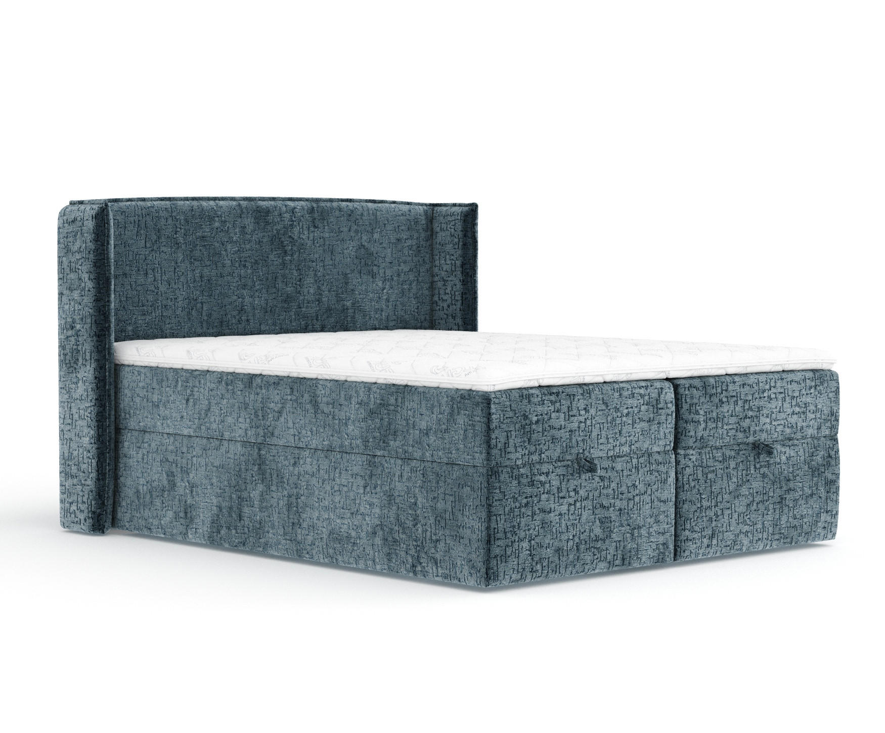 BOXBETT Passion Blau Grau 180/200 cm mit Matratze und Topper - Blaugrau/Schwarz, Holz/Holzwerkstoff (180/200cm) - Maison de Reve