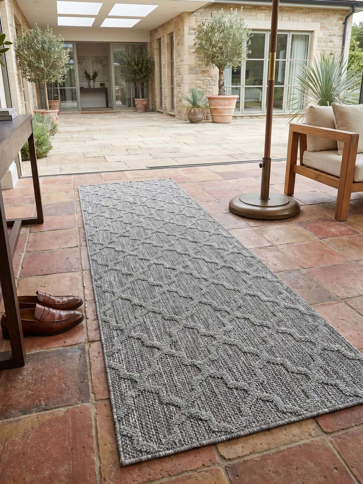 TEPPICH Outdoor IMST in Grau, im Skandi-Stil, 80 x 250 cm - Grau, Textil (250/80cm) - KADIMA DESIGN