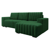 ECKSOFA Hugo, Seite: Rechts - Dunkelbraun/Grün, Holz/Textil (240/140cm)