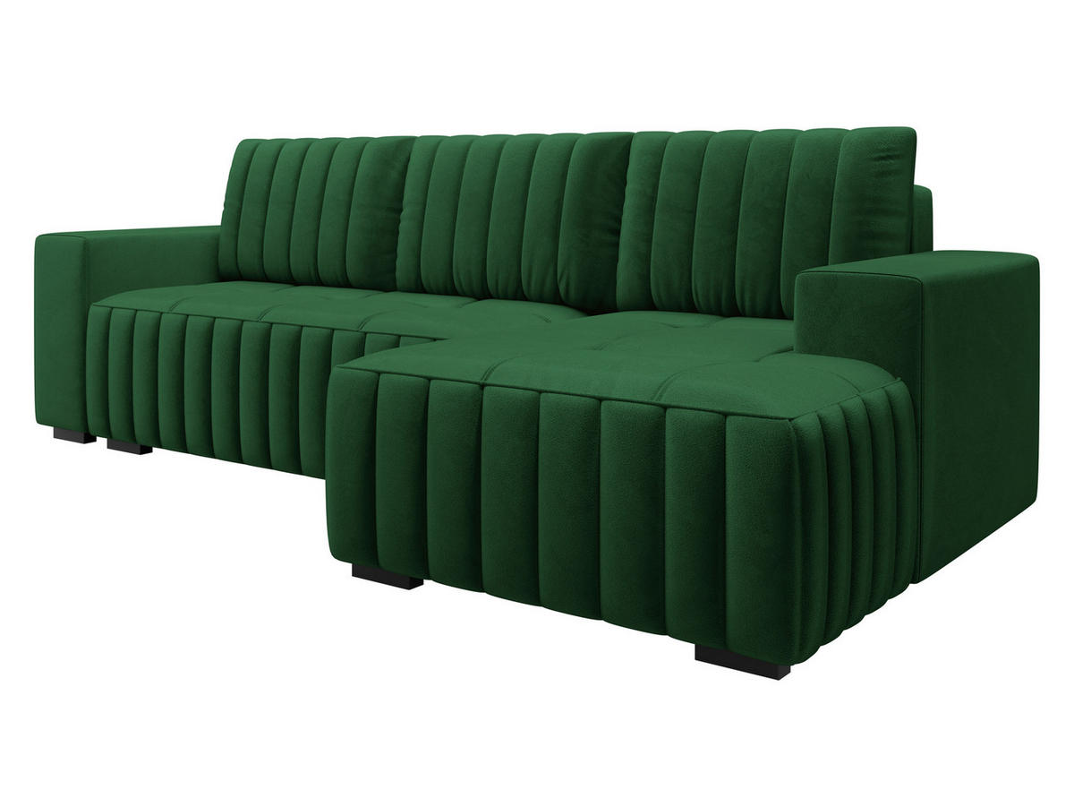 ECKSOFA Hugo, Seite: Rechts - Dunkelbraun/Grün, Holz/Textil (240/140cm)
