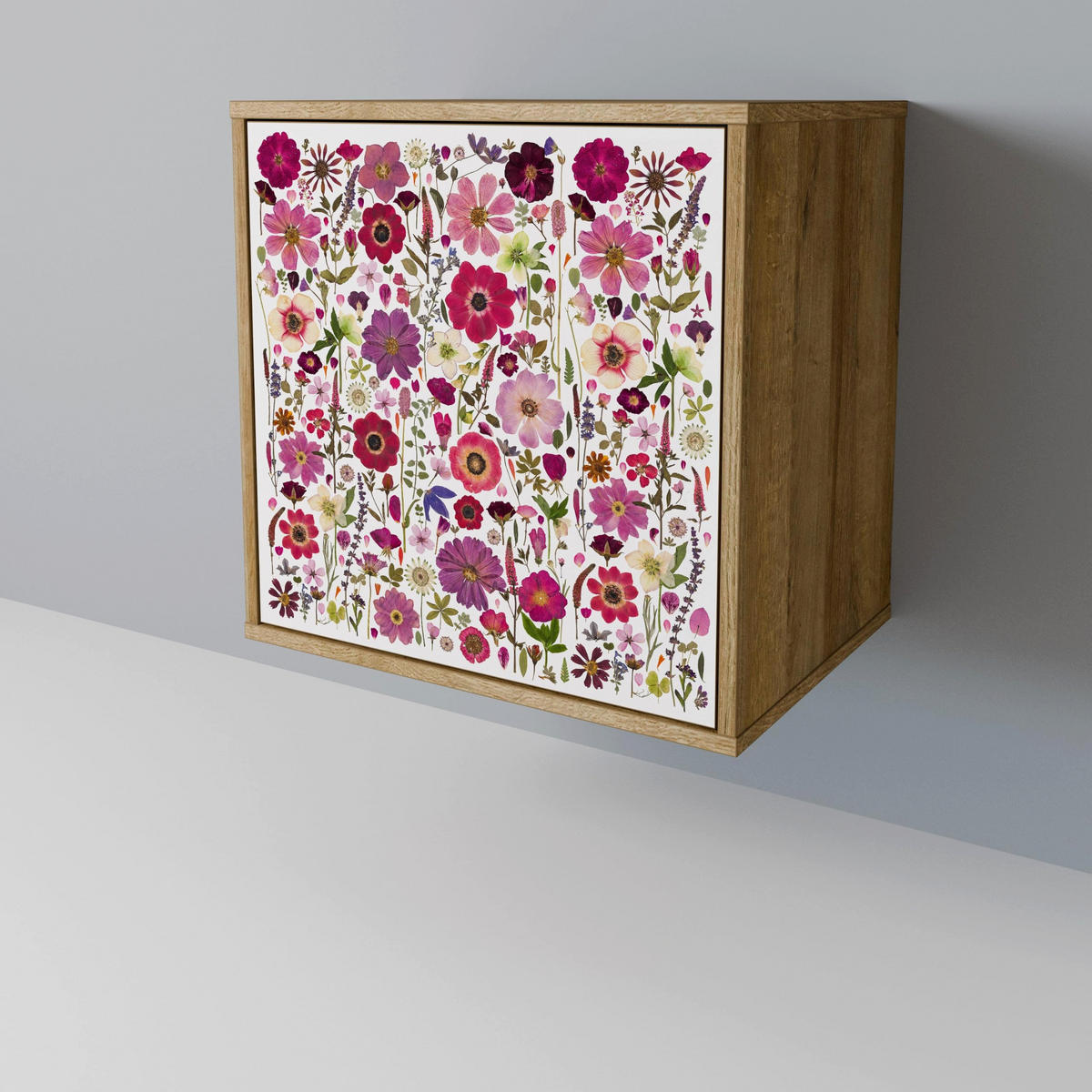 SIDEBOARD PETAL GARDEN, Eichefarben, 57,5x42x77,5 cm, Schräge Buchenholzfüße - Eichefarben/Buchefarben, Holzwerkstoff/Buchenholz (57.5/77.5/42cm) - SpaceRebels