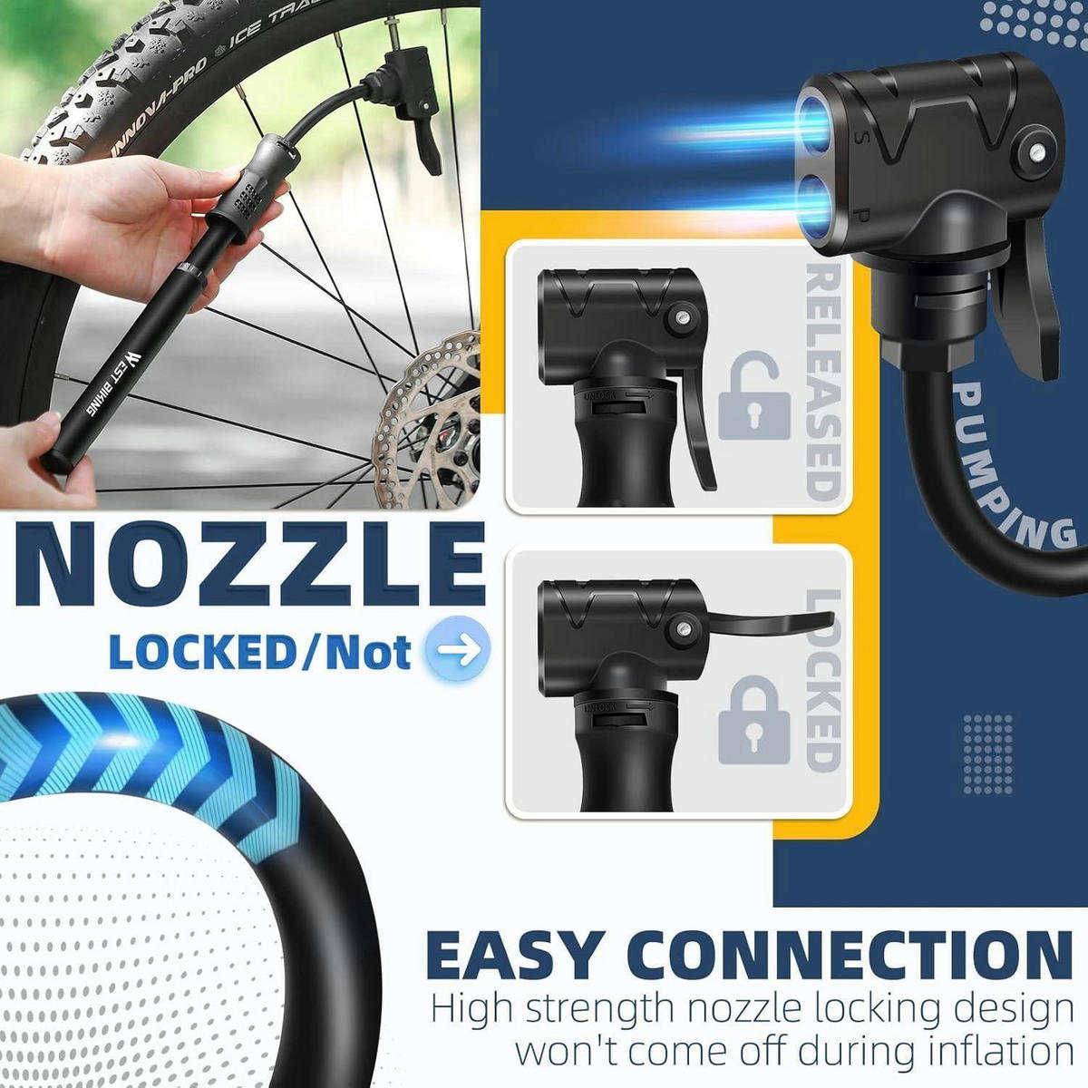 FAHRRADPUMPE Mini Aluminium mit Halterung für alle Ventile - Schwarz, Metall (4.3/1/22.5cm)