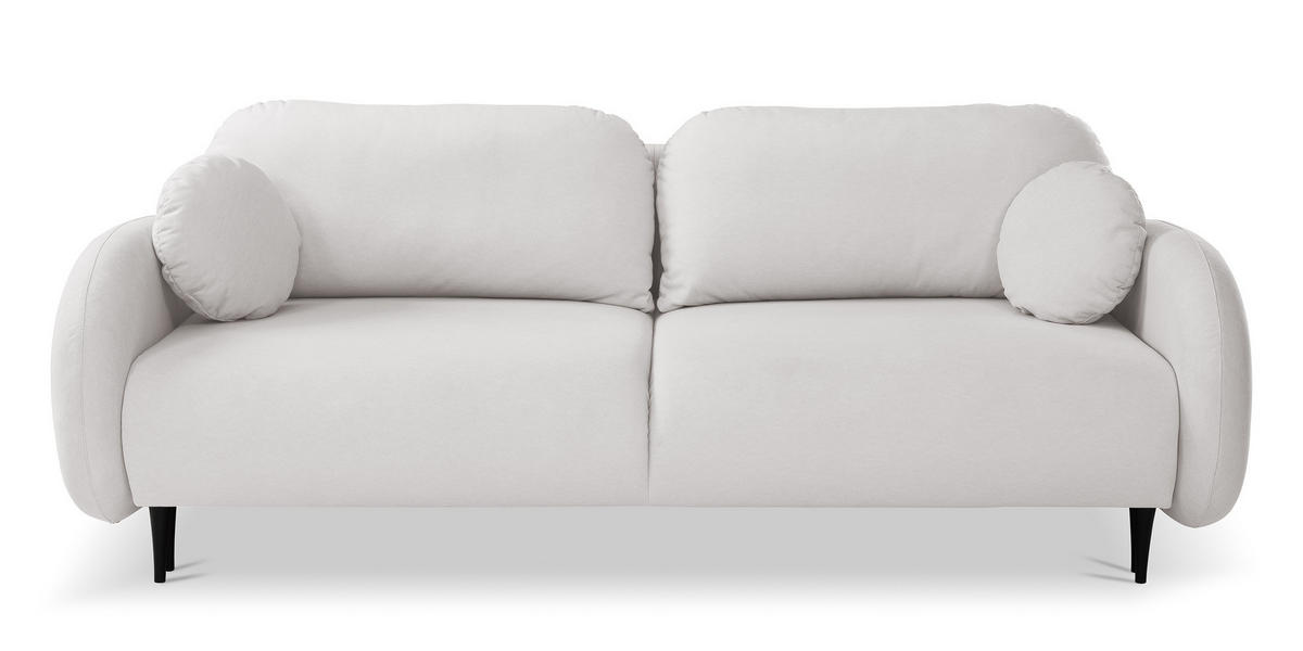 SCHLAFSOFA Bafra Creme Velours - Creme/Schwarz, Holz/Textil (232/92/102cm) - Selsey