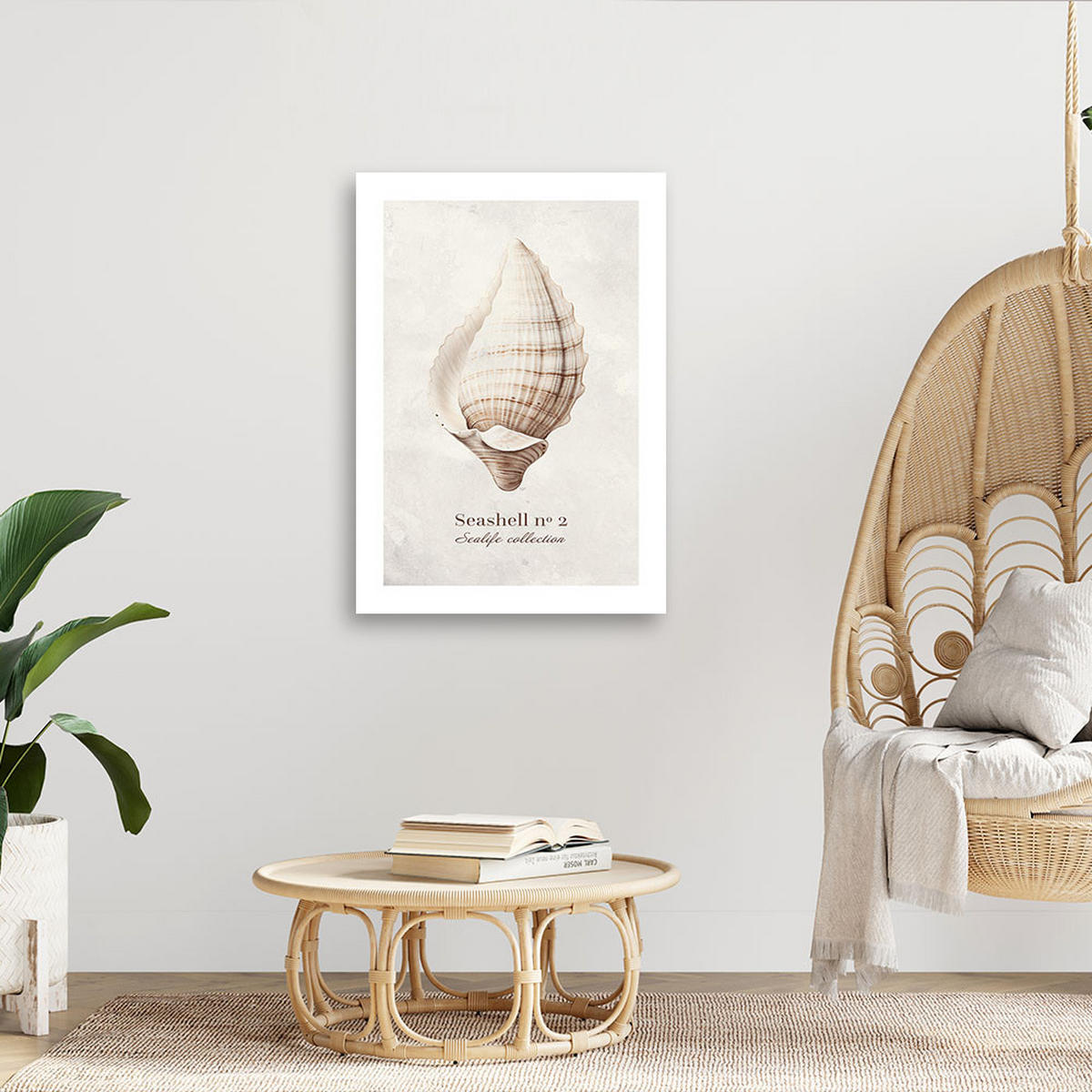 WANDBILD muschel auf natürlichem hintergrund - Beige, Textil (40/60cm) - Feeby