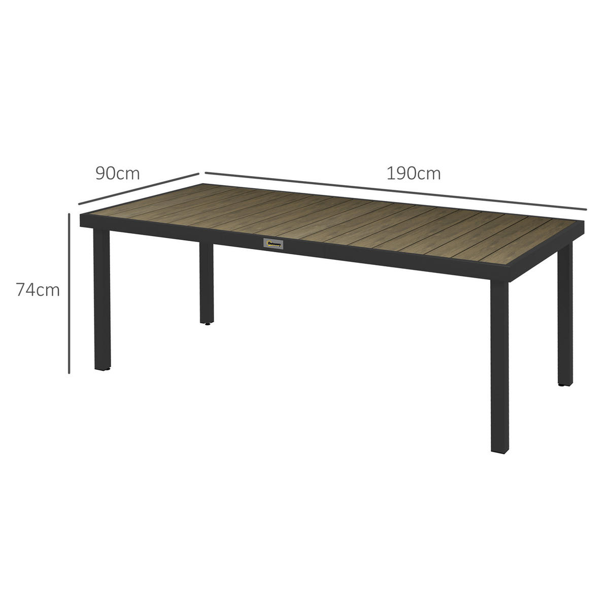 GARTENTISCH 190/90/74 cm naturfarben aus Aluminium mit holzwerkstoffoptik - Naturfarben, Metall (190/90/74cm) - OKWISH