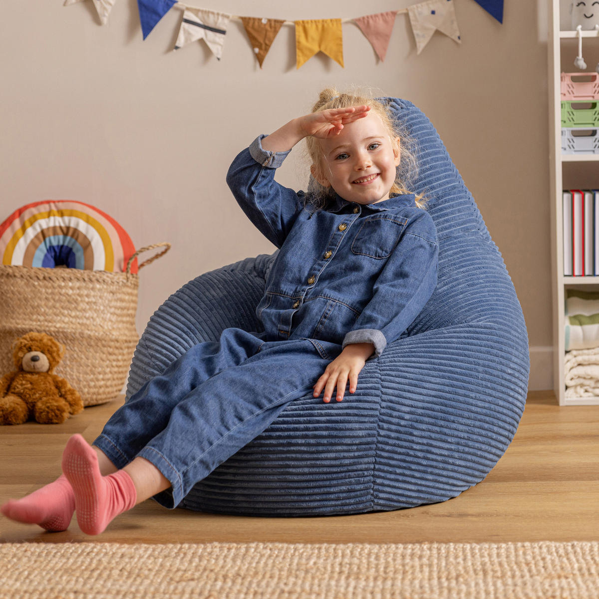 KINDERSITZSACK Sessel Dalton - Blau, Textil (69/59/65cm) - icon