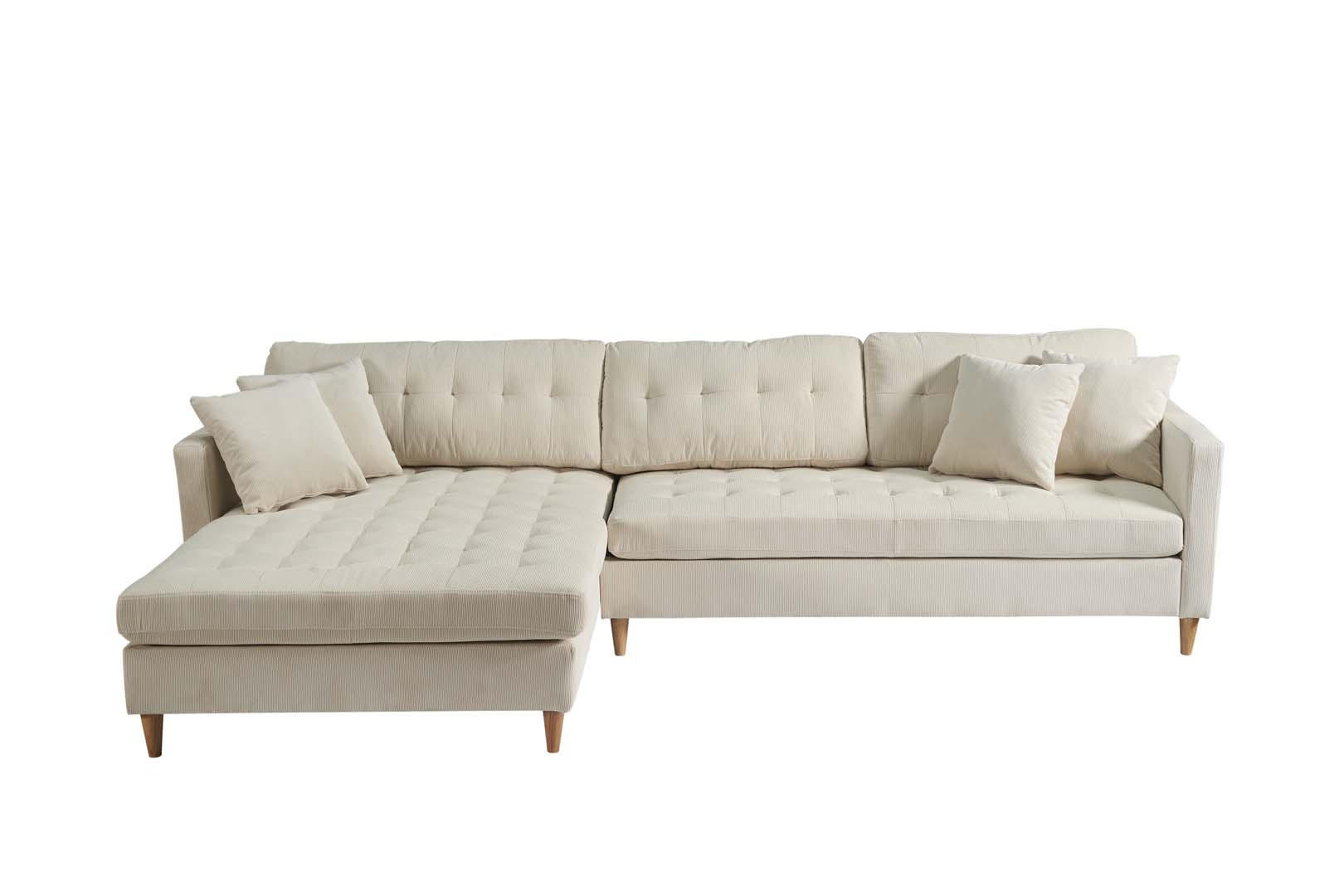 ECKSOFA Samt sandfarben - Sandfarben, Textil (290/177cm) - ebuy24
