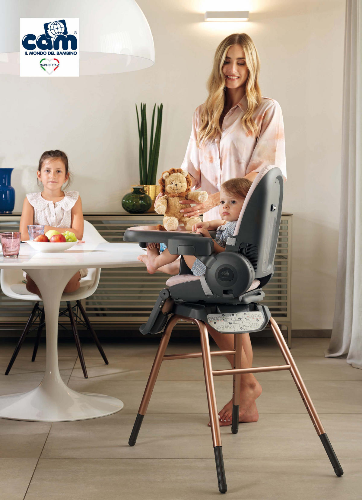 KINDER-HOCHSTUHL Original 4-in-1 mitwachsend - Rosa, Kunststoff (47/100/74cm) - Cam il Mondo del Bambino S.p.A.