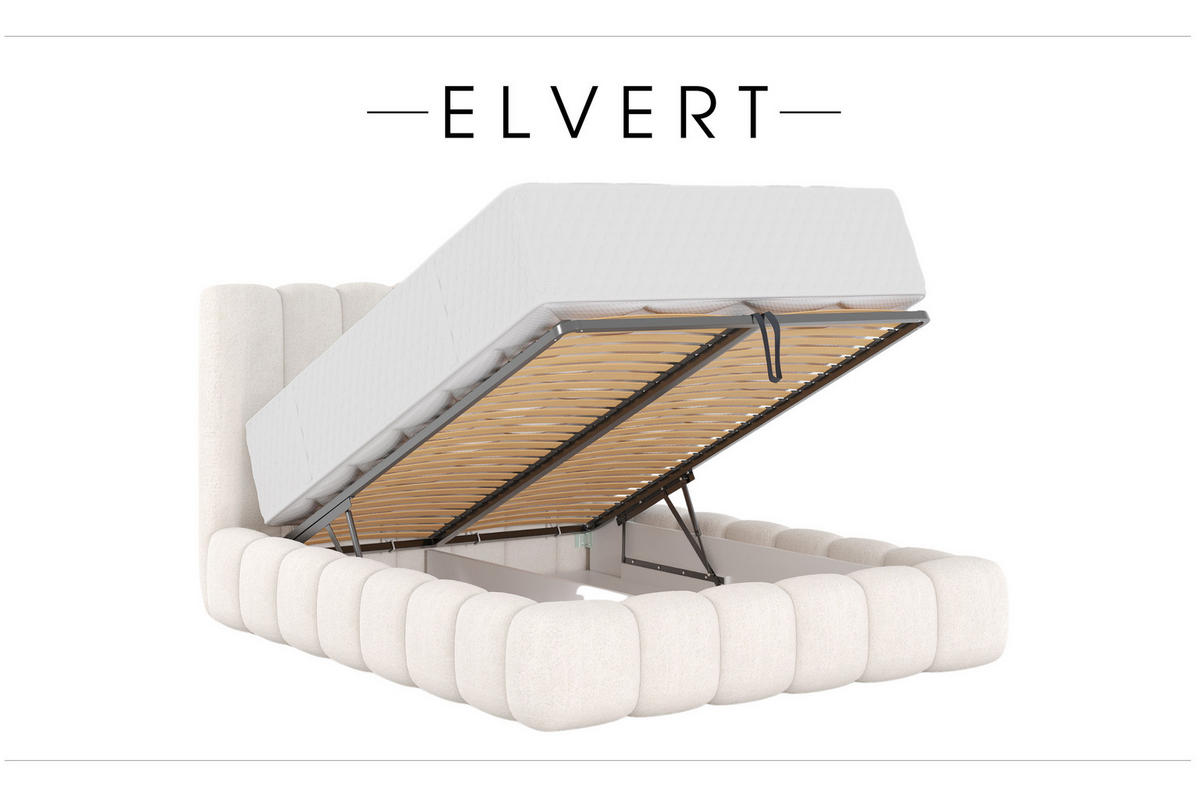 POLSTERBETT aus Polyester Elvert 200x200 cm, Cremefarbe - Creme, Textil (200/200cm) - Meblito