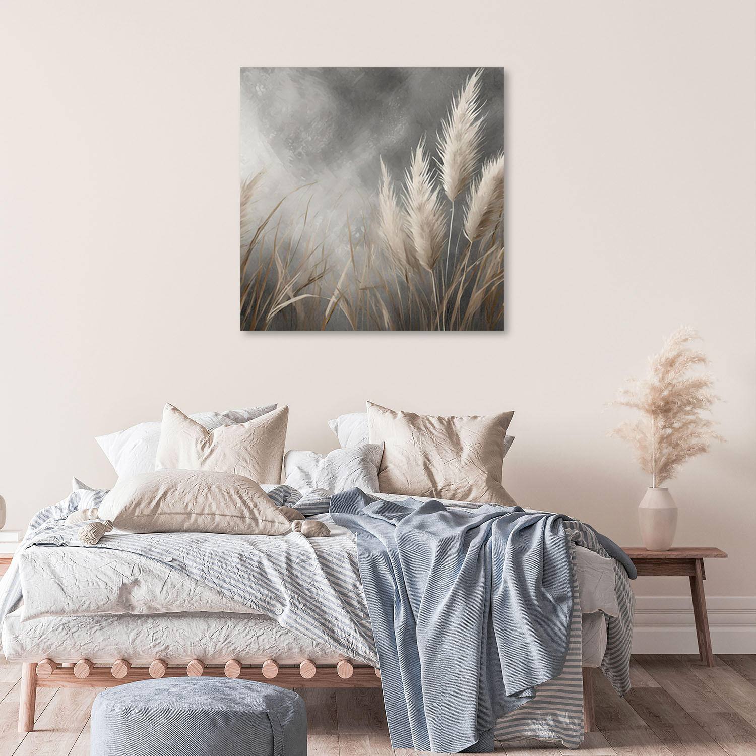 LEINWANDBILD Gras, Natur, Botanik 50x50cm - Grau, Textil (50/50cm) - Feeby