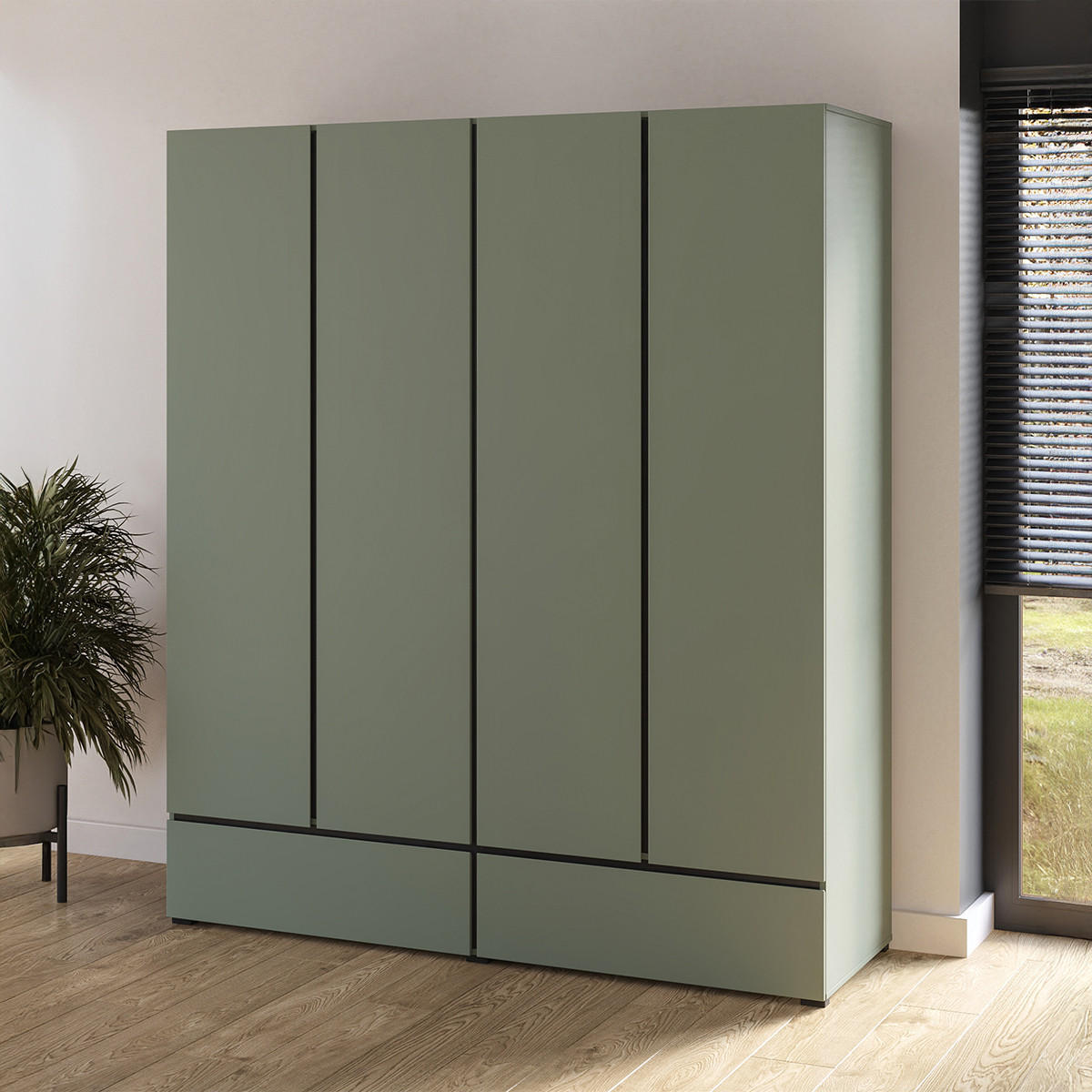 SKŘÍŇ 4DVEŘOVÁ Lilia Zelená - zelená barva, kompozitní dřevo (179.6/210/59.5cm) - Petits-meubles