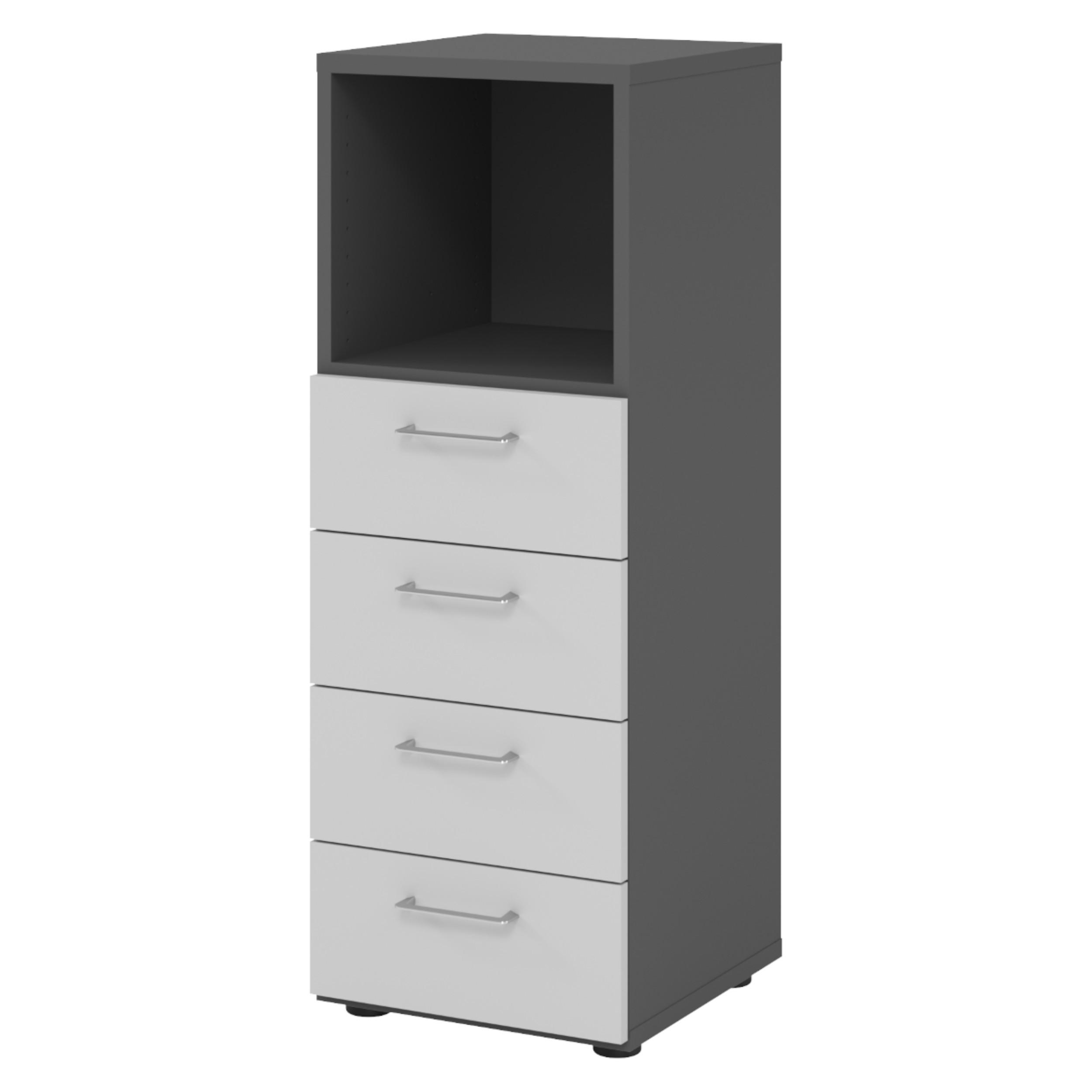 SCHUBLADENSCHRANK - 4 Schübe 42/40/110 cm in Graphitfarben/Grau - Graphitfarben/Grau, Holzwerkstoff (40/110/42cm) - bümö