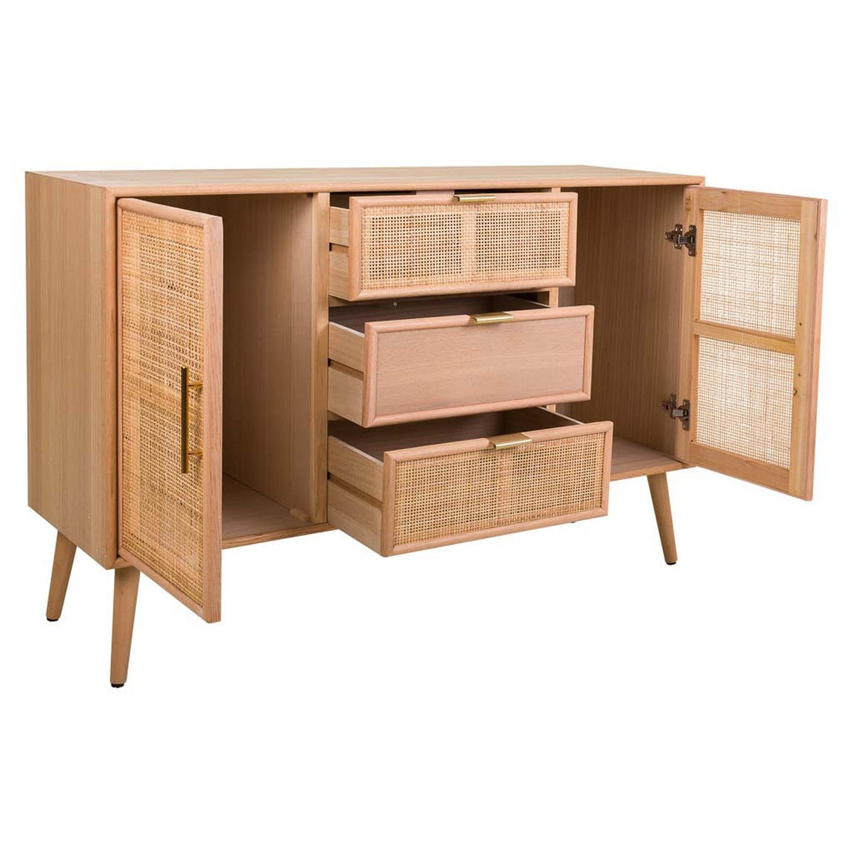 SIDEBOARD aus Holz und Gitter, Braun, 120x41x81 - Braun, Holz (120/40.5/81cm) - Wanderlust
