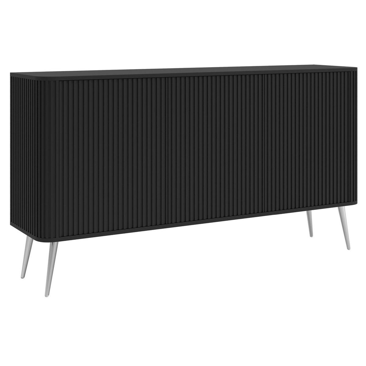SIDEBOARD Ovarlo Schwarz mit Metallbeinen 163 cm - Silberfarben/Schwarz, Holzwerkstoff/Metall (163.2/83.8/38cm) - Selsey