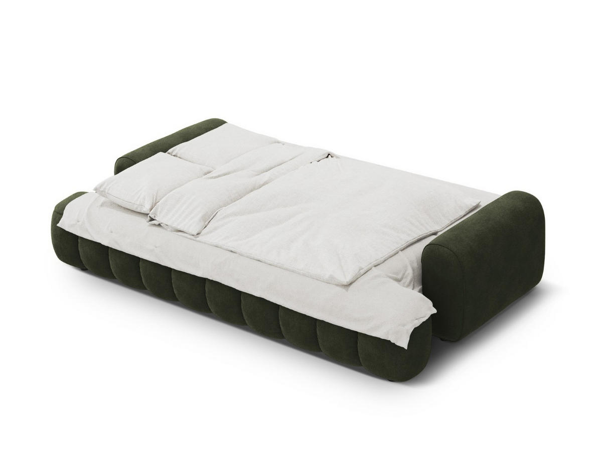 AUSKLAPPBARES-SOFA mit Bettkasten Linz aus Samt grün 4 Sitzplätze - Grün, Textil (100/84/250cm) - Cosmopolitan Design
